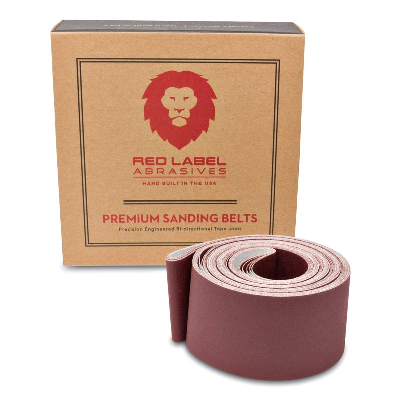 Red Label Abrasives 2 X 72 Inch 120 Grit Flexible Aluminum Oxide Multipurpose Sanding Belts for Woodworking, Leather, Rubber, Plastic, & Light Metal Working - Belt Sand Paper 6 Pack - Image 1